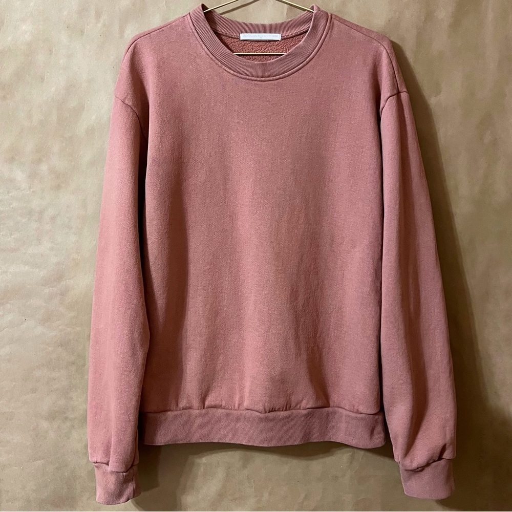 Morgan Stewart Sport Oversized Crewneck Pullover Sweatshirt Terra Cotta Size XS